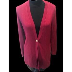 Chico’s Single Button Front Knit Cardigan Sweater Burgandy Sz S 0
